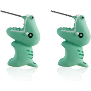 Cute 3D Animal Dinosaur Dog Biting Ear Cartoon Stud Earrings Set Bite Polymer Clay Tyrannosaurus Funny Piercing Y2K Kawaii Handmade for Women Girls Lovely Jewelry