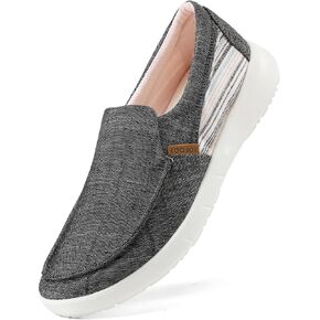 COOJOY Women's Casual Lightweight Stretch Boat Canvas Slip on Shoes Breathable