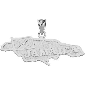 State Collection Jamaica Country Map Charm Pendant in Sterling Silver