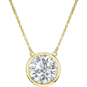 14k Yellow Gold Bezel-set Round Diamond Solitaire Pendant (1/5-1 cttw, O.White, I2-I3)