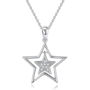 Diamond Star Necklaces for Women and Girls 925 Sterling Silver Star Jewelry Gifts for Mom Wife Girlfriend Daughter Sister Friend