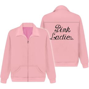 Pink Costume Ladies Rise of Womens Grease Costume Jacket Alphabet Printed Sweatshirt Streetwear Halloween Dress Up
