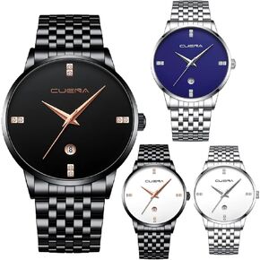 yunanwa 4 Pack Men's Watches Set Stainless Steel Quartz Analog Watch Bussiness Classic Men Watches with Date Waterproof Male Wrist Watches reloj para Hombre