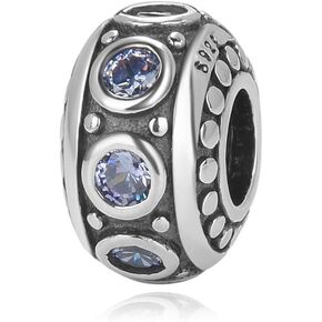Adabele 1pc Authentic Sterling Silver Hypoallergenic Birthstone Charm Cubic Zirconia CZ Diamond Bead Fit Pandora All Other Bracelet Necklace Personalized Women Jewelry