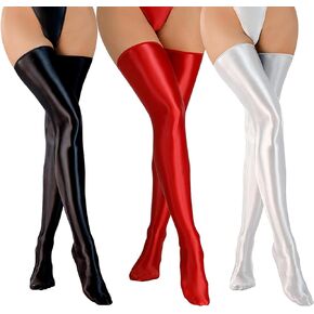 SEAUR Women's Shiny Oily Glossy Opaque Thigh High Stockings Bright Sexy Pantyhose Seamless Smooth Tights Stockings in Kuwait