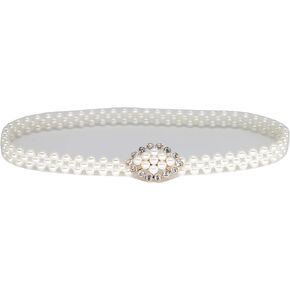 Belts for Women Pearsl buckles White Belt