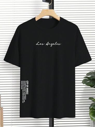 Verdusa Men's Cotton Letter Graphic Slogan Drop Shoulder Short Sleeve Round Neck Tee in Saudi Arabia