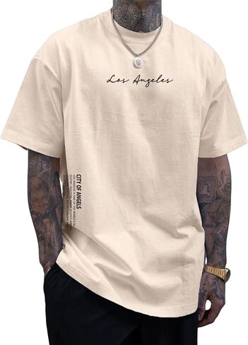 Verdusa Men's Cotton Letter Graphic Slogan Drop Shoulder Short Sleeve Round Neck Tee in Saudi Arabia