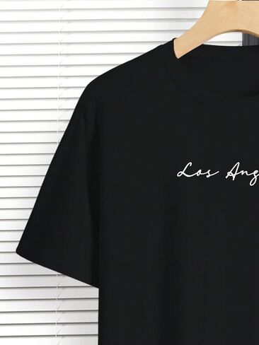 Verdusa Men's Cotton Letter Graphic Slogan Drop Shoulder Short Sleeve Round Neck Tee in Saudi Arabia