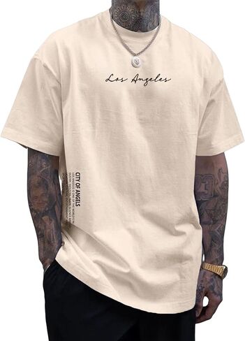 Verdusa Men's Cotton Letter Graphic Slogan Drop Shoulder Short Sleeve Round Neck Tee in Saudi Arabia