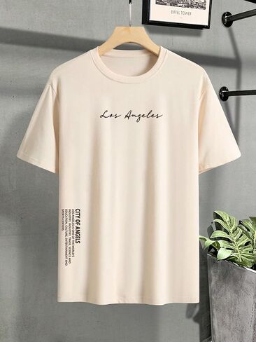 Verdusa Men's Cotton Letter Graphic Slogan Drop Shoulder Short Sleeve Round Neck Tee in Saudi Arabia