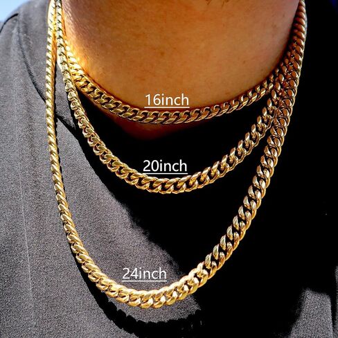 Men Chunky Miami Cuban Link Chain Necklace 18k Gold Stainless Steel Durable Jewelry for Men Boys Teens in Saudi Arabia