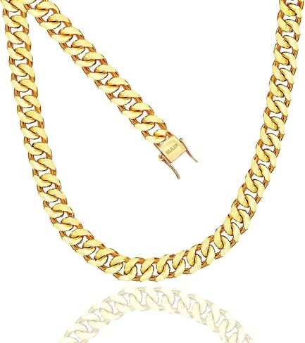Men Chunky Miami Cuban Link Chain Necklace 18k Gold Stainless Steel Durable Jewelry for Men Boys Teens in Saudi Arabia