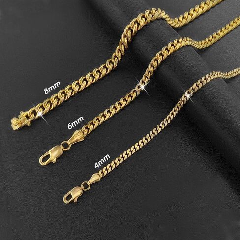 Men Chunky Miami Cuban Link Chain Necklace 18k Gold Stainless Steel Durable Jewelry for Men Boys Teens in Saudi Arabia