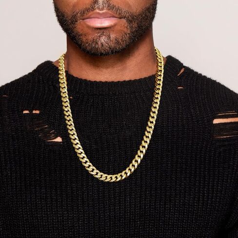 Men Chunky Miami Cuban Link Chain Necklace 18k Gold Stainless Steel Durable Jewelry for Men Boys Teens in Saudi Arabia