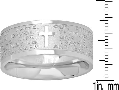 Steeltime Classic الفولاذ المقاوم للصدأ Lords Salad Ring Band باللغة الإنجليزية أو الإسبانية والدنا بادري نويسترو in Kuwait
