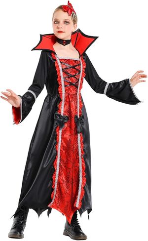 IBQ مجموعة أزياء مصاص الدماء الملكية للفتيات أزياء الهالوين فستان حفلة ساحرة كوسبلاي كرنفال خدعة أو علاج in Kuwait