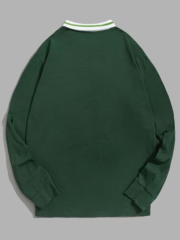 GORGLITTER Men's Letter Graphic Button Front Collar Shirt Top Long Sleeve Sweatshirt in Saudi Arabia