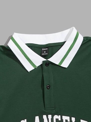 GORGLITTER Men's Letter Graphic Button Front Collar Shirt Top Long Sleeve Sweatshirt in Saudi Arabia