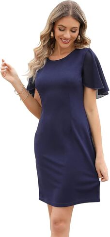 HELYO Women Chiffon Cape Overlay Dress Elegant Round Neck Evening Party Short Cocktail Bodycon Pencil Dress 891 in Saudi Arabia