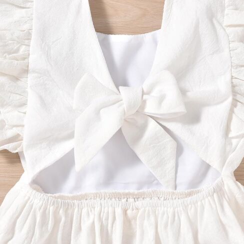 fioukiay Toddler Girl Dress Cotton Linen Ruffle Sleeve Beach Dresses Kids Summer Sundress with Hat in Saudi Arabia