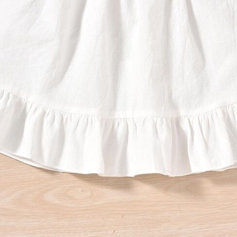 fioukiay Toddler Girl Dress Cotton Linen Ruffle Sleeve Beach Dresses Kids Summer Sundress with Hat in Saudi Arabia