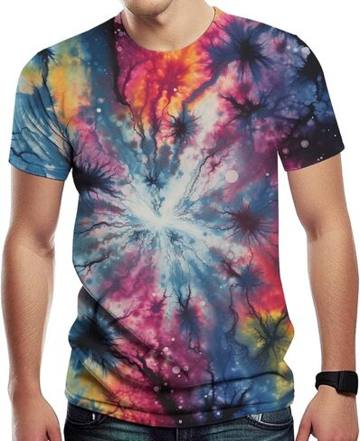 للجنسين التعادل صبغ تي شيرت الجدة الملونة تي شيرت للرجال النساء الصيف للجنسين المحملة in Kuwait