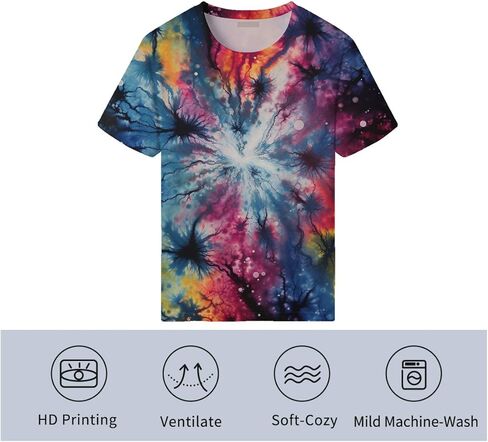 للجنسين التعادل صبغ تي شيرت الجدة الملونة تي شيرت للرجال النساء الصيف للجنسين المحملة in Kuwait