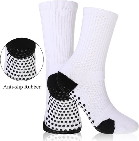 Twistover 6 Pairs Kids Grip Anti Slip Soccer Socks Hospital Socks Basketball Soccer Athletic Socks for Youth Boys Girls 7-11 in Saudi Arabia