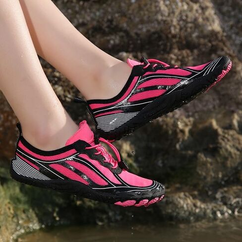 Quick-Dry Water Sports Barefoot Shoes for Swim Beach Pool Surf Yoga for Women Men - Outdoor Surf Yoga Exercise - (Water Shoe-Pink Black) in Saudi Arabia