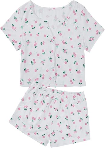 American Trends Pajama Set for Women Cute Pajamas Button Down Short Sleeve Pj Set Sleepwear loungewear set in Saudi Arabia