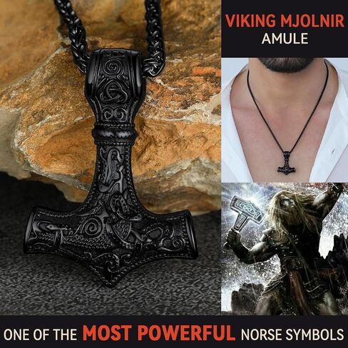 FaithHeart Thor's Hammer Necklace and Leather Chain Bundle in Saudi Arabia