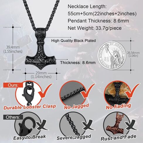 FaithHeart Thor's Hammer Necklace and Leather Chain Bundle in Saudi Arabia