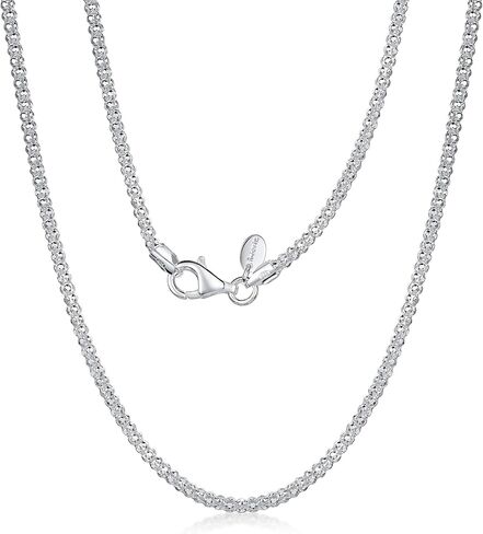 أمبرتا 925 الفضة الاسترليني 2.5 ملم الماس قطع الفشار كوريانا سلسله قلادة 16 "18" 20 "22" 24 "في in Kuwait