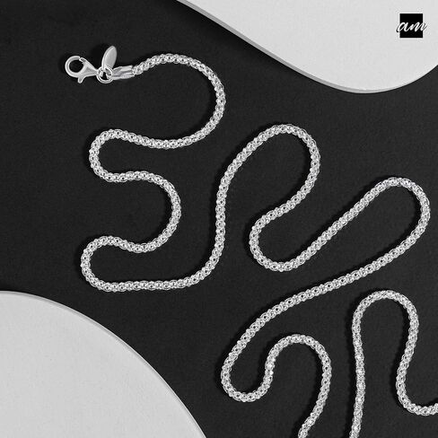 أمبرتا 925 الفضة الاسترليني 2.5 ملم الماس قطع الفشار كوريانا سلسله قلادة 16 "18" 20 "22" 24 "في in Kuwait