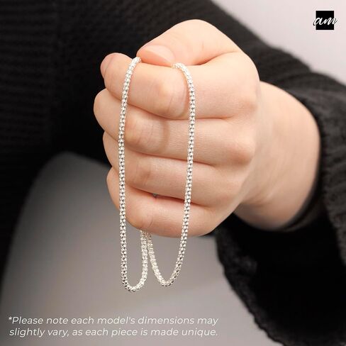 أمبرتا 925 الفضة الاسترليني 2.5 ملم الماس قطع الفشار كوريانا سلسله قلادة 16 "18" 20 "22" 24 "في in Kuwait