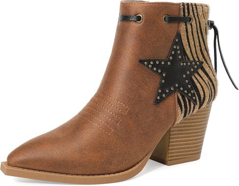 YETIER Women's Ankle Cowboy Boots Pull On The Western Cowgirl Boots in Saudi Arabia