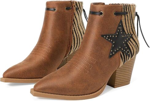 YETIER Women's Ankle Cowboy Boots Pull On The Western Cowgirl Boots in Saudi Arabia