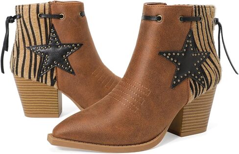 YETIER Women's Ankle Cowboy Boots Pull On The Western Cowgirl Boots in Saudi Arabia