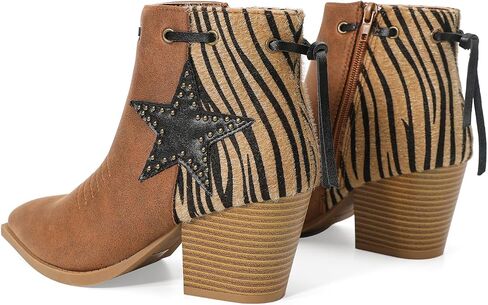 YETIER Women's Ankle Cowboy Boots Pull On The Western Cowgirl Boots in Saudi Arabia