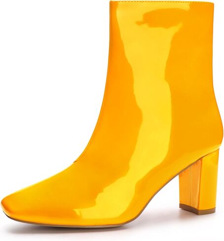 Allegra K Women's Gogo Boots Square Toe Side Zip Chunky Heels Ankle Boots in Saudi Arabia