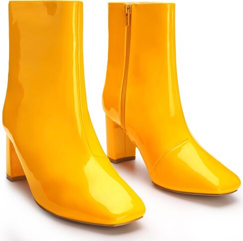 Allegra K Women's Gogo Boots Square Toe Side Zip Chunky Heels Ankle Boots in Saudi Arabia