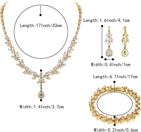 BriLove Wedding Teardrop CZ Pendant Necklace Leaf Dangle Earrings Jewelry Set for Women Bridal in Saudi Arabia