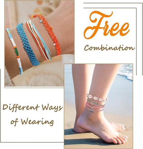 Sanfenly 28 قطعة للنساء مطرز بالخرز، قلادات بوهيمية من الخرز، سلسلة أساور، حزمة الصداقة، مجموعة خواتم لطيفة، مجموعة مجوهرات جمالية in Kuwait