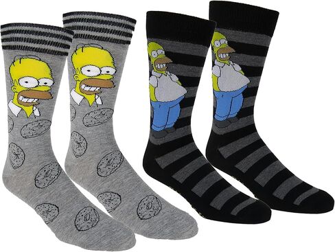 جوارب The Simpsons Homer Simpson كاجوال للطاقم مكونة من زوجين من الجوارب باللون الرمادي المنقط in Kuwait