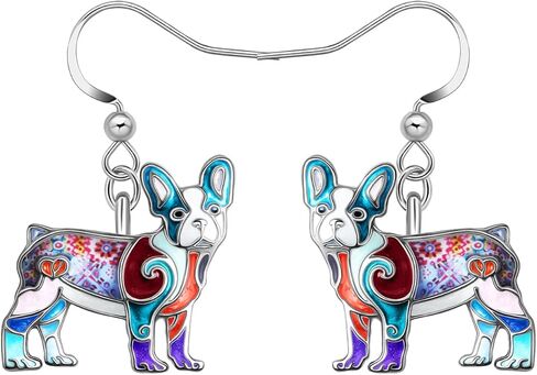 Enamel Alloy Cute French Bulldog Earrings Puppy Dangle Pets Jewelry for Women Girls Kids Charms Gifts in Saudi Arabia