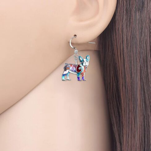 Enamel Alloy Cute French Bulldog Earrings Puppy Dangle Pets Jewelry for Women Girls Kids Charms Gifts in Saudi Arabia
