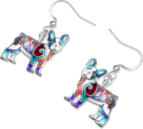 Enamel Alloy Cute French Bulldog Earrings Puppy Dangle Pets Jewelry for Women Girls Kids Charms Gifts in Saudi Arabia