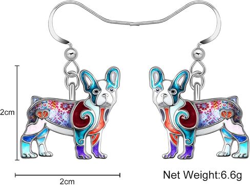 Enamel Alloy Cute French Bulldog Earrings Puppy Dangle Pets Jewelry for Women Girls Kids Charms Gifts in Saudi Arabia