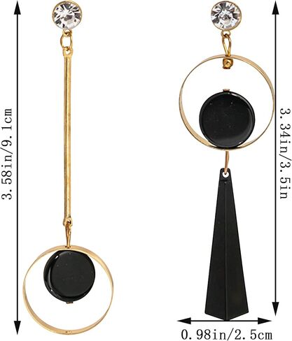 QUSIJIA أقراط متدلية هندسية غير متماثلة أقراط متدلية من حجر الراين البوهيمي غير متطابقة للنساء والفتيات in Kuwait